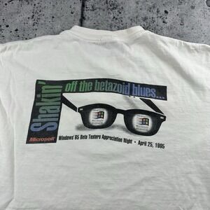 Rare 1995 Microsoft Windows 95 Beta Testers Double Print Shirt Single Stitch XL